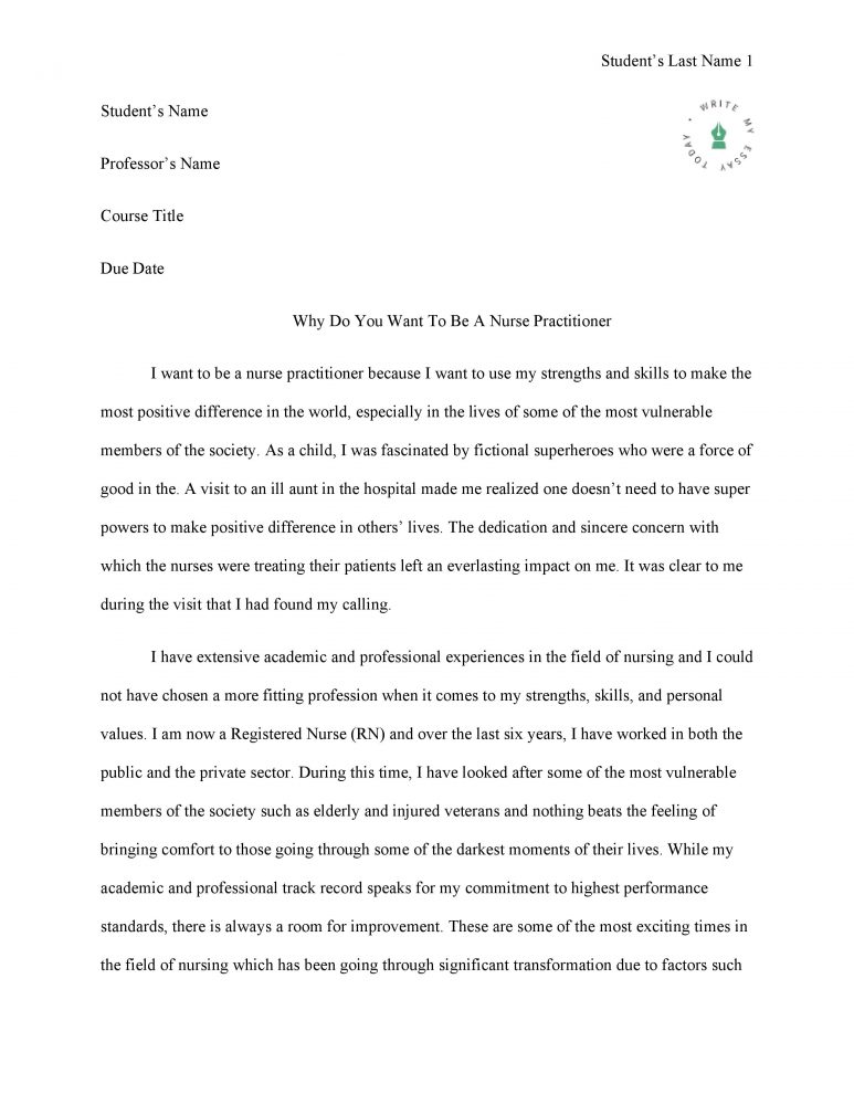 why do you want to become a nurse practitioner essay